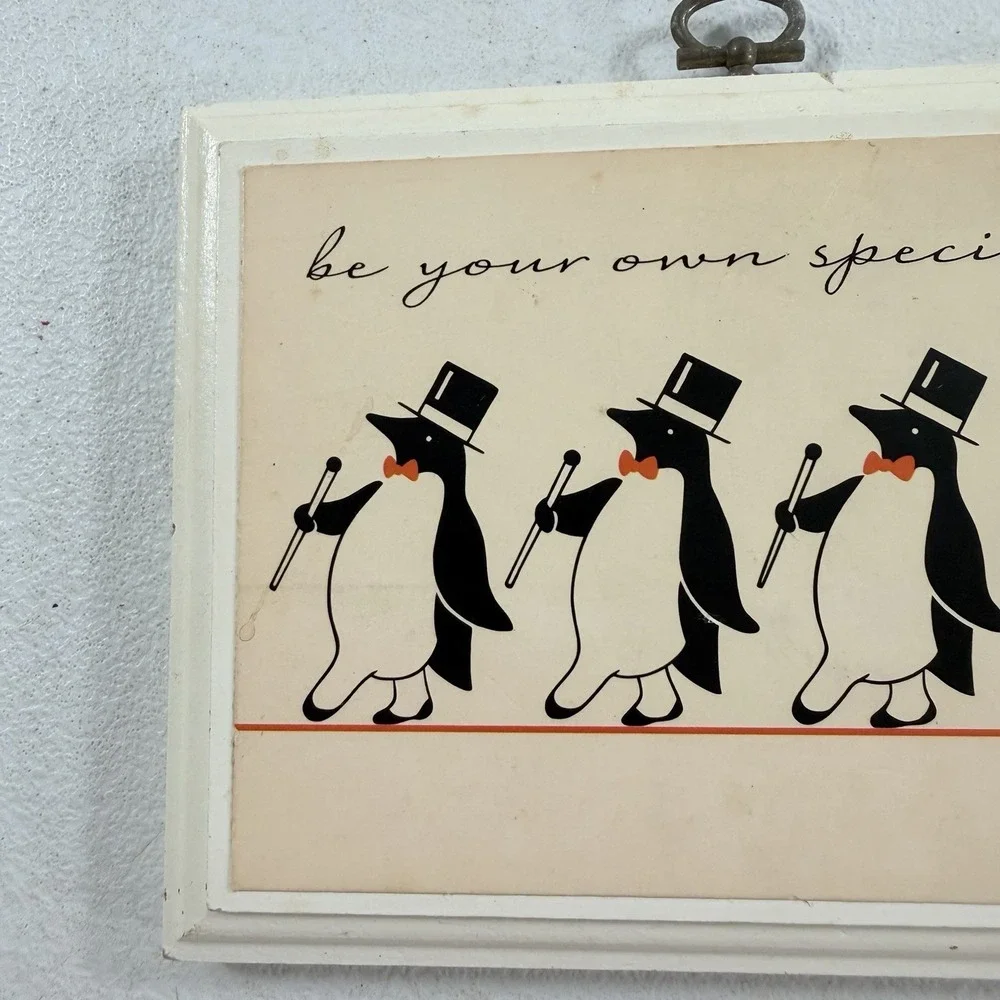 Vintage Hallmark 1985 Be Your Own Special Self Penguin Wood Wall Plaque 6.25x4.5